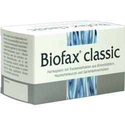 Eine Schachtel mit Biofax Classic Kapseln aus Pflanzenteilen.