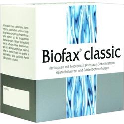 Eine Verpackung von Biofax classic Hartkapseln mit pflanzlichen Extrakten.
