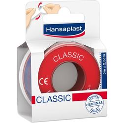 Rote Rolle von Hansaplast mit weißem Klebeband im Karton.