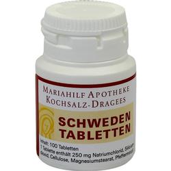Weiße Flasche mit dem Aufdruck "Schweden Tabletten" und Inhaltsangabe.